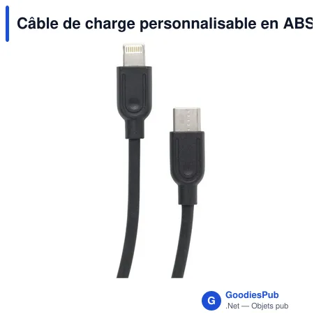 Câble de charge personnalisable en ABS recyclé avec logo