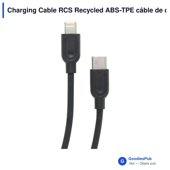 Câble de charge personnalisable en ABS recyclé avec logo - Image 1