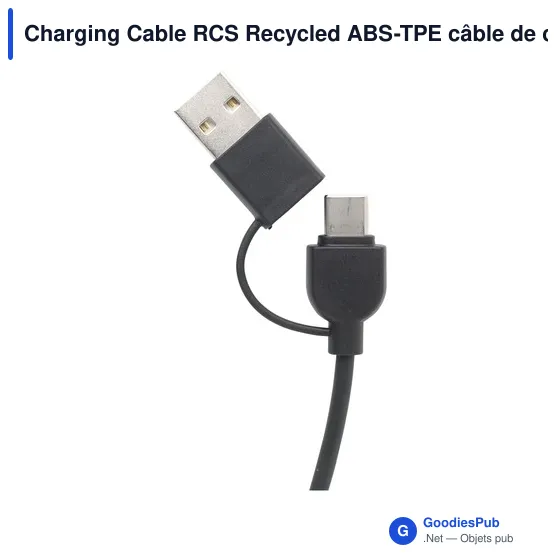Câble de charge personnalisable en ABS recyclé avec logo - Image 2