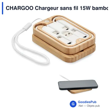 CHARGOO Chargeur sans fil 15W bambou