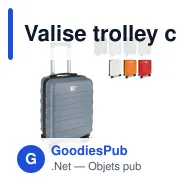 Valise trolley cabine personnalisable 18 pouces avec logo - ABS et polyester - Miniature 1