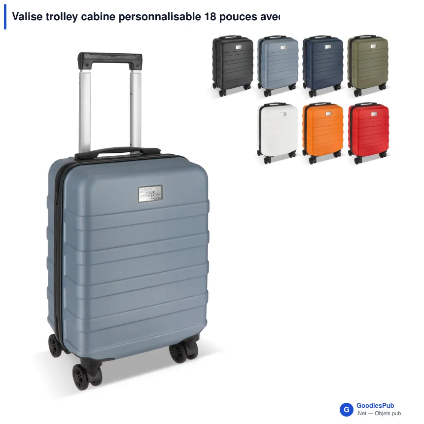 Valise trolley cabine personnalisable 18 pouces avec logo - ABS et polyester - Image 1