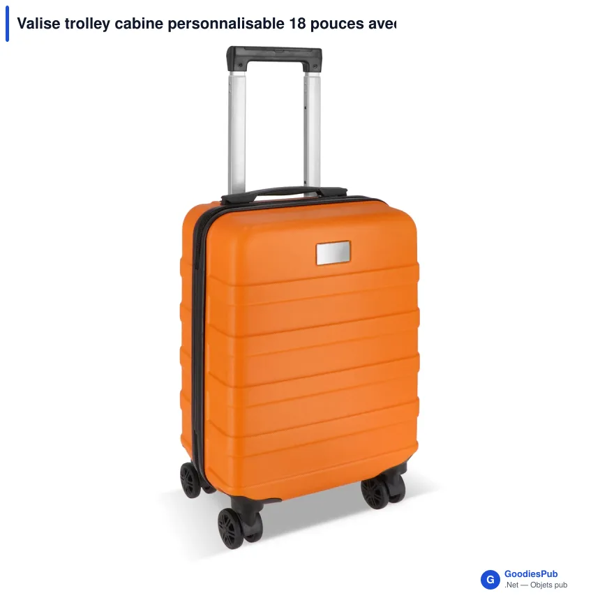 Valise trolley cabine personnalisable 18 pouces avec logo - ABS et polyester - Image 2