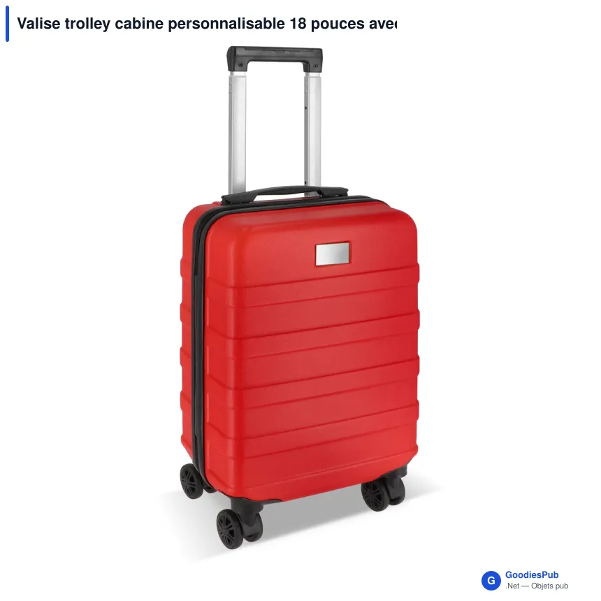 Valise trolley cabine personnalisable 18 pouces avec logo - ABS et polyester - Image 3