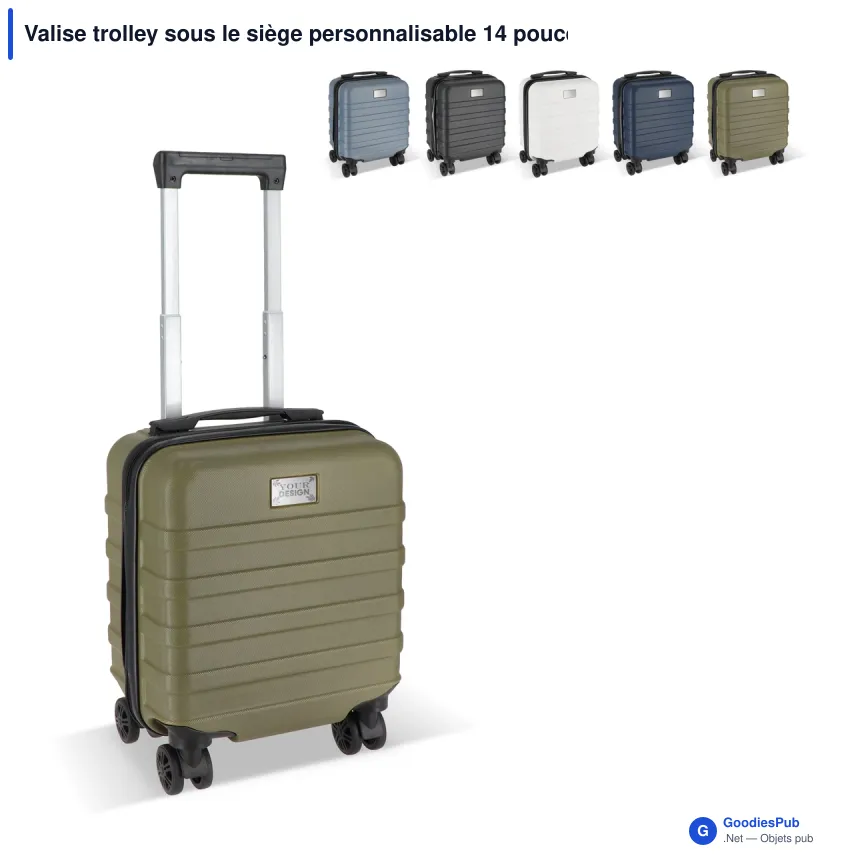 Valise trolley sous le siège personnalisable 14 pouces avec logo - ABS et polyester - Image 1