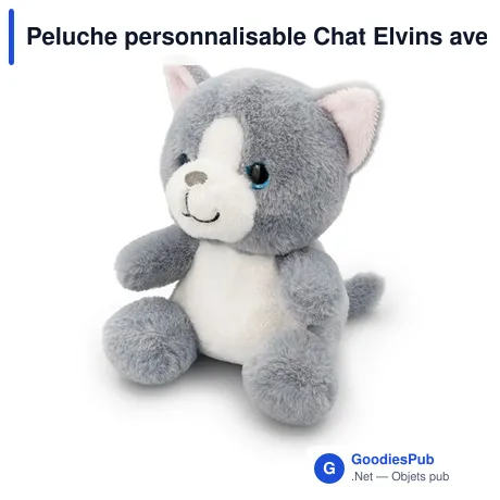 Peluche personnalisable Chat Elvins avec logo
