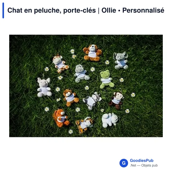 Porte-clés en peluche personnalisable avec logo - Chat Ollie - Image 2