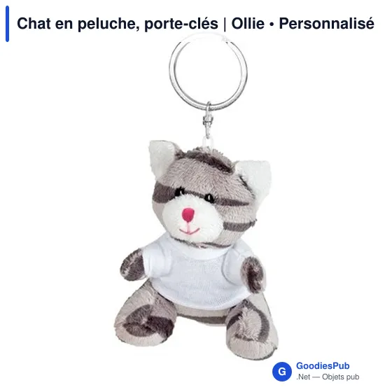 Porte-clés en peluche personnalisable avec logo - Chat Ollie - Image 4