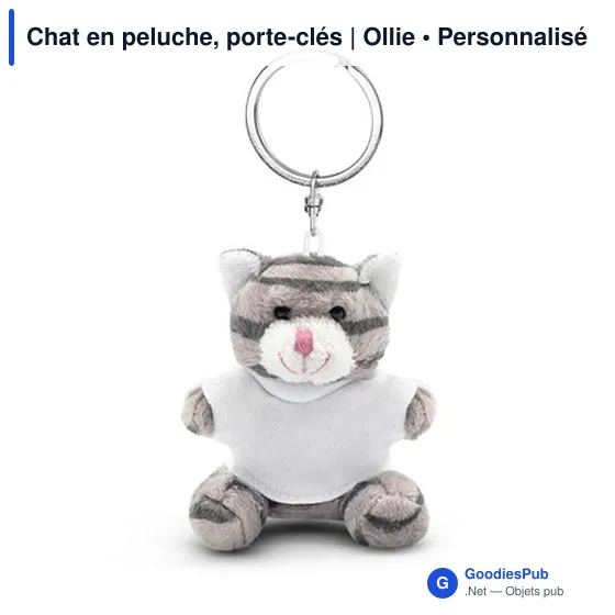 Porte-clés en peluche personnalisable avec logo - Chat Ollie - Image 5