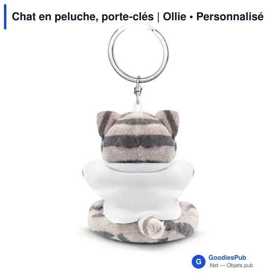 Porte-clés en peluche personnalisable avec logo - Chat Ollie - Image 6