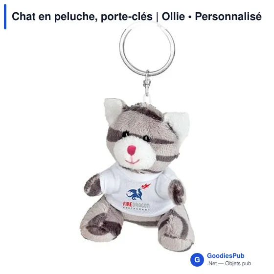 Porte-clés en peluche personnalisable avec logo - Chat Ollie - Image 9
