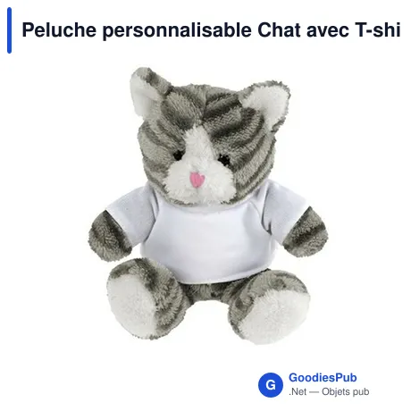 Peluche personnalisable Chat avec T-shirt pour logo - Merlin
