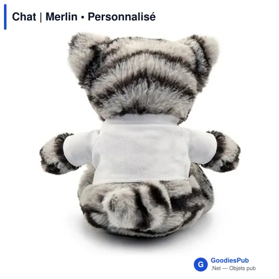 Peluche personnalisable Chat avec T-shirt pour logo - Merlin - Image 3