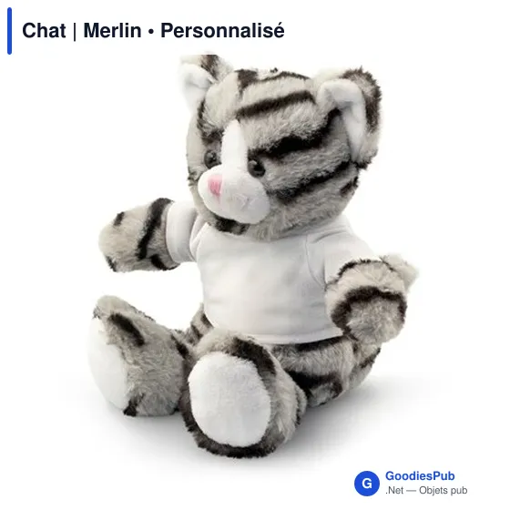 Peluche personnalisable Chat avec T-shirt pour logo - Merlin - Image 5