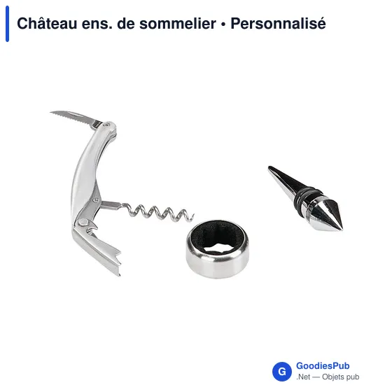 Coffret accessoires à vin personnalisable avec logo - Château ens. de sommelier - Image 1