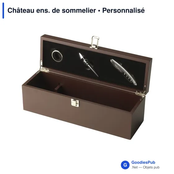 Coffret accessoires à vin personnalisable avec logo - Château ens. de sommelier - Image 2