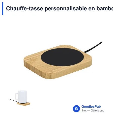 Chauffe-tasse personnalisable en bambou avec logo - Zobil