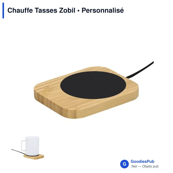 Chauffe-tasse personnalisable en bambou avec logo - Zobil - Image 1