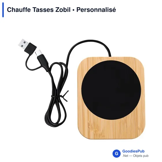 Chauffe-tasse personnalisable en bambou avec logo - Zobil - Image 2
