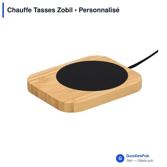 Chauffe-tasse personnalisable en bambou avec logo - Zobil - Image 3