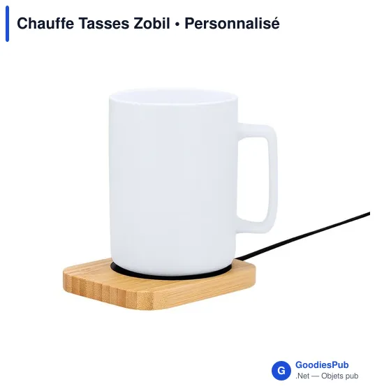 Chauffe-tasse personnalisable en bambou avec logo - Zobil - Image 4