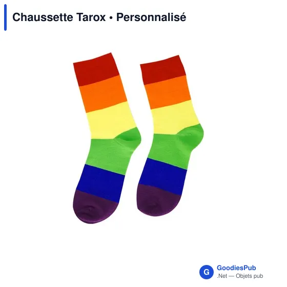 Chaussettes personnalisables Tarox avec logo - Design Rainbow - Image 1
