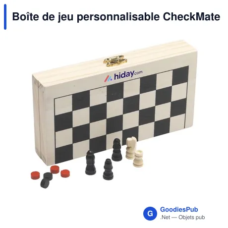 Boîte de jeu personnalisable CheckMate Game Box 3-in-1 avec logo