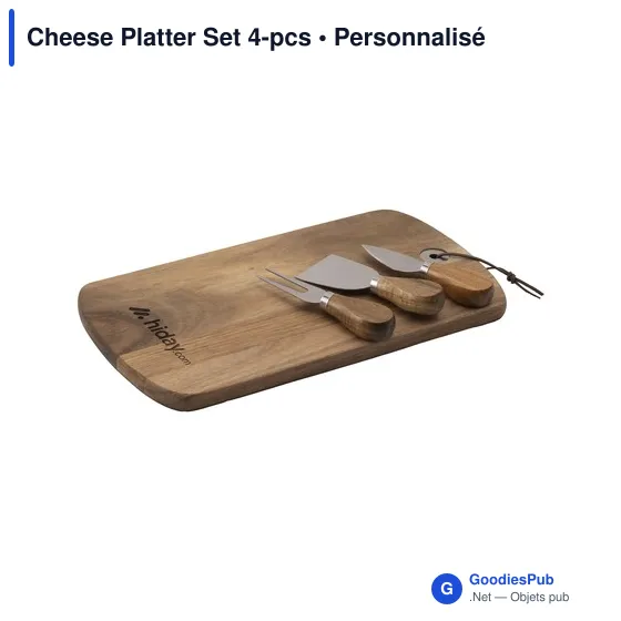 Ensemble de plateau à fromage personnalisable avec logo - 4 pièces - Image 1