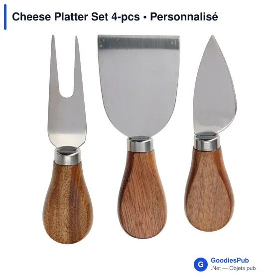 Ensemble de plateau à fromage personnalisable avec logo - 4 pièces - Image 3