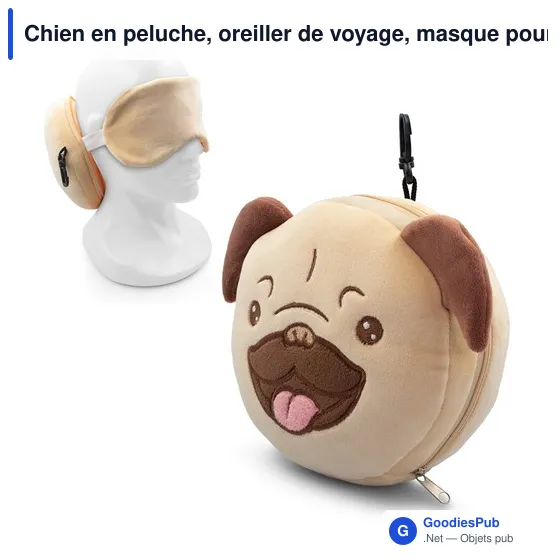 Oreiller de voyage personnalisable en peluche avec logo - Chien Atta - Image 1