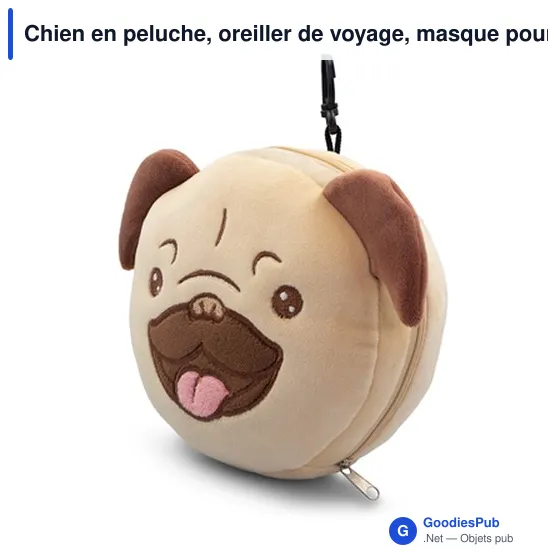 Oreiller de voyage personnalisable en peluche avec logo - Chien Atta - Image 3