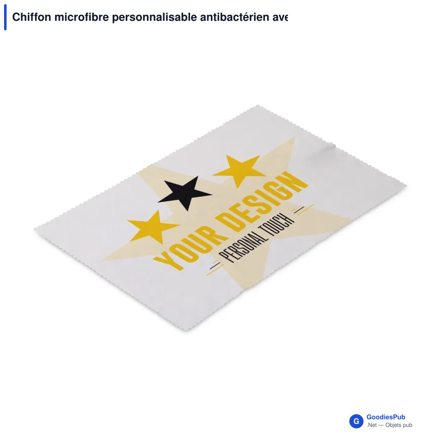 Chiffon microfibre personnalisable antibactérien avec logo - 20 x 30 cm - Image 2