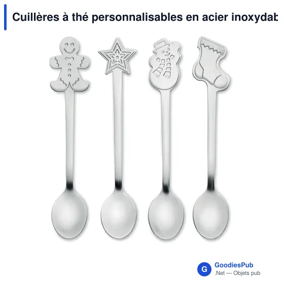 Cuillères à thé personnalisables en acier inoxydable - CHIP SETavec logo - Image 1