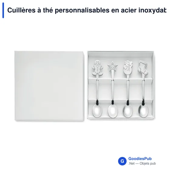 Cuillères à thé personnalisables en acier inoxydable - CHIP SETavec logo - Image 2