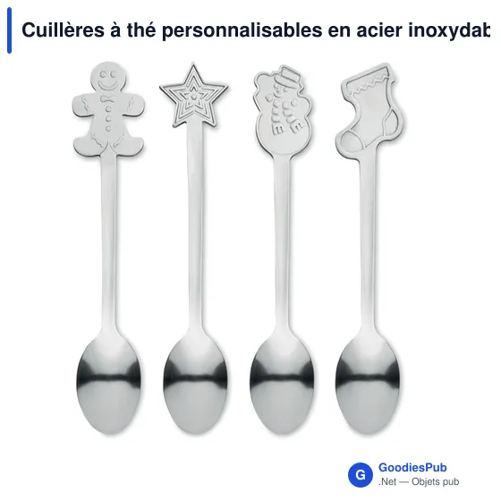 Cuillères à thé personnalisables en acier inoxydable - CHIP SETavec logo - Image 3