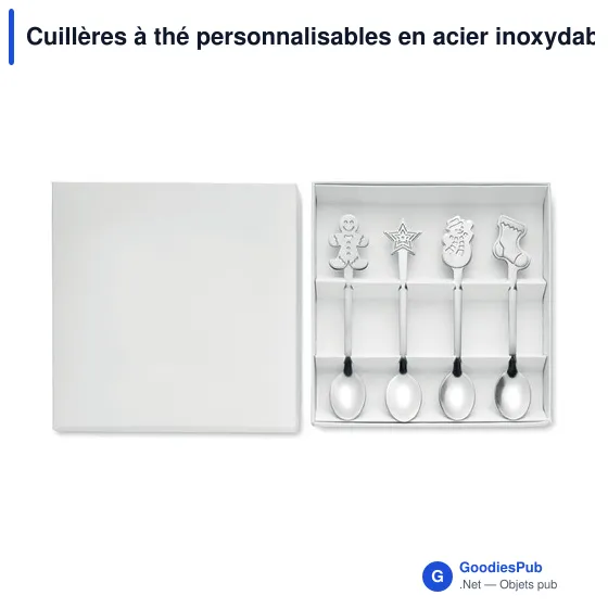 Cuillères à thé personnalisables en acier inoxydable - CHIP SETavec logo - Image 6