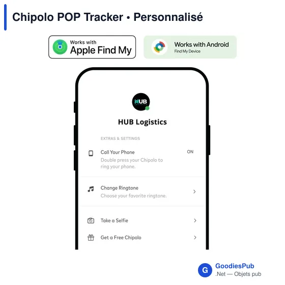 Traceur GPS personnalisable Chipolo POP avec logo - Image 3