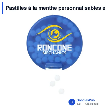 Pastilles à la menthe personnalisables en boîte distributrice - Circle Mintavec logo