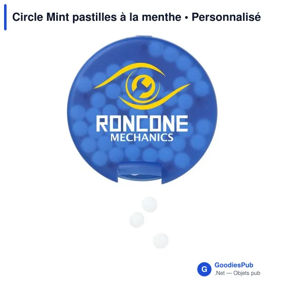 Pastilles à la menthe personnalisables en boîte distributrice - Circle Mintavec logo - Image 1