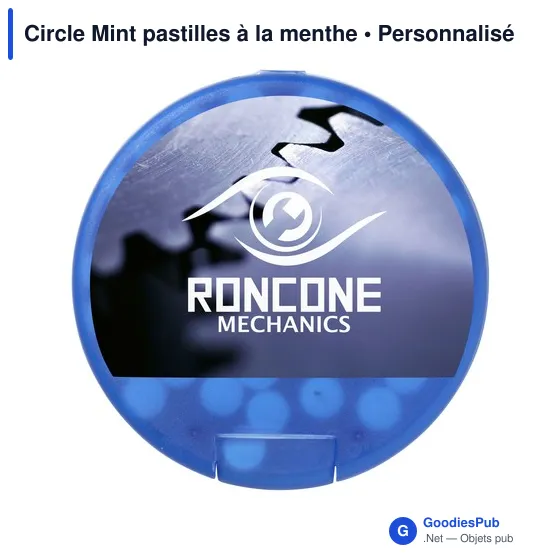 Pastilles à la menthe personnalisables en boîte distributrice - Circle Mintavec logo - Image 2