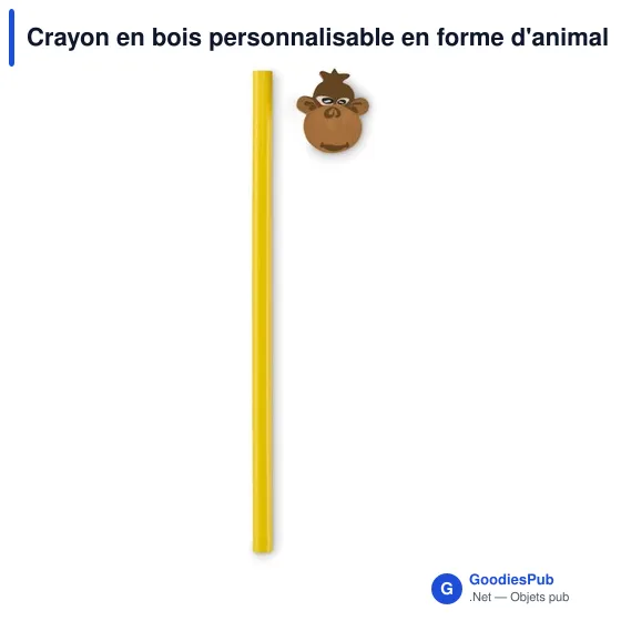 Crayon en bois personnalisable en forme d'animal avec logo - Image 2