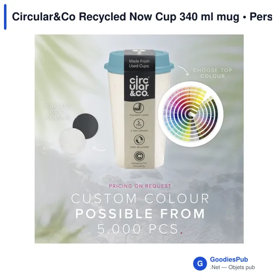 Mug isotherme personnalisable Circular&Co Recycled Now Cup 340 ml avec logo - Image 5