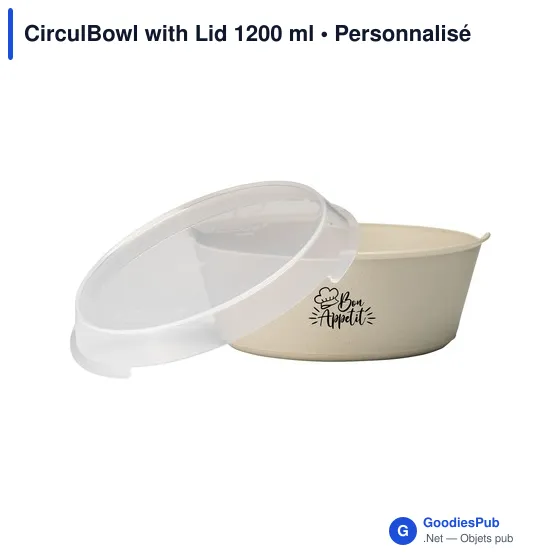 Bol alimentaire personnalisable CirculBowl avec couvercle - 1200 mlavec logo - Image 2