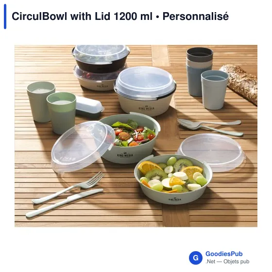Bol alimentaire personnalisable CirculBowl avec couvercle - 1200 mlavec logo - Image 6
