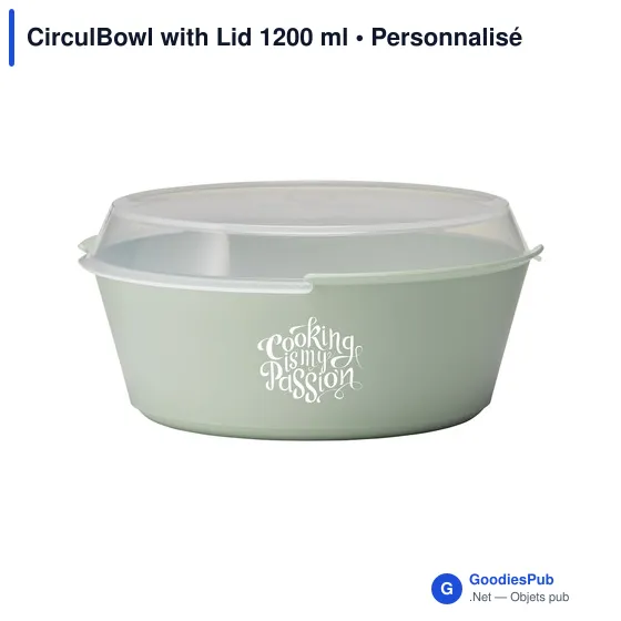 Bol alimentaire personnalisable CirculBowl avec couvercle - 1200 mlavec logo - Image 8