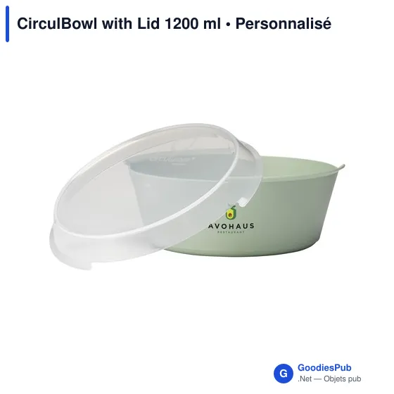 Bol alimentaire personnalisable CirculBowl avec couvercle - 1200 mlavec logo - Image 9