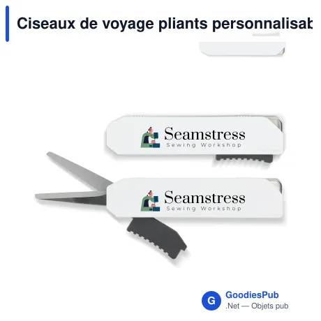Ciseaux de voyage pliants personnalisables en ABS et inox avec logo - Blanc