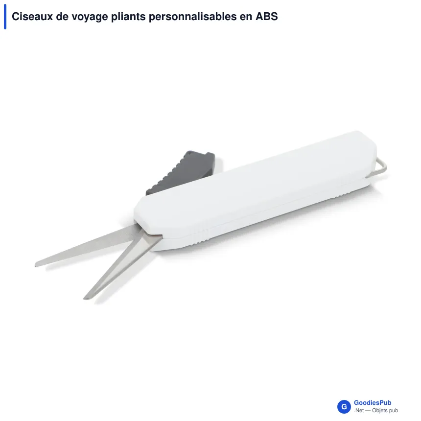 Ciseaux de voyage pliants personnalisables en ABS et inox avec logo - Blanc - Image 2