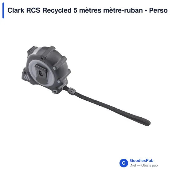Mètre à ruban personnalisable Clark RCS Recycled 5 mètres avec logo - Image 1