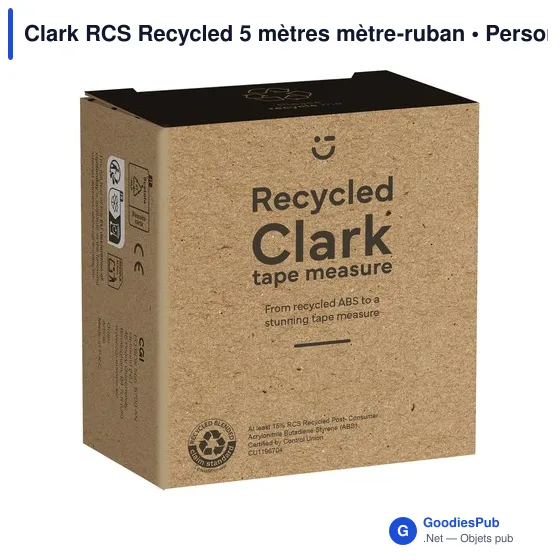 Mètre à ruban personnalisable Clark RCS Recycled 5 mètres avec logo - Image 3